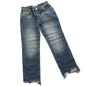 Free People Maggie Mid Rise Straight Size 25  Sequoia Blue Rinse New with Tags